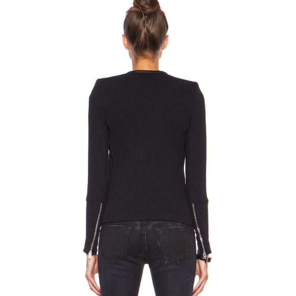 IRO Clever Dark Grey Knitted Jacket with Lambskin Trim - Picture 15 of 15